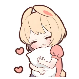😴 Мультфильм, Аниме, Милый, Каваий, Кролик, Подушка, Объятия, Сердце telegram sticker