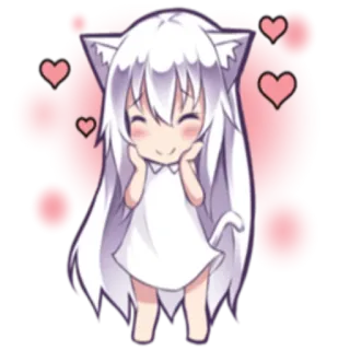 ❤ Anime, Kawaii, Niedlich, Katzenmädchen, Herzen telegram sticker