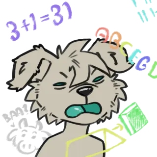 🤯 3+1=31 ABCDEFG dog, furry, confused, math, alphabet, cartoon, cute, expression whatsapp sticker