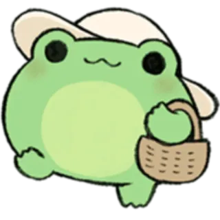 🐸 katak, topi, keranjang, imut, hewan, kartun telegram sticker