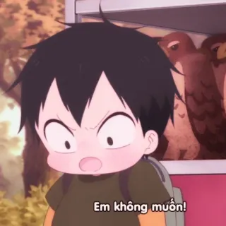 🧸 Em không muốn! Аниме, Стикер, Выражение, Парень telegram sticker