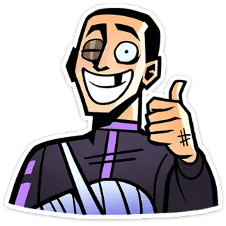 ⭐ desenho animado, personagem, polegar para cima, sorriso, ferimento, arte digital telegram sticker