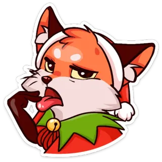 🤮 renard, animal, autocollant, dessin animé, elfe, noël, mignon, drôle telegram sticker