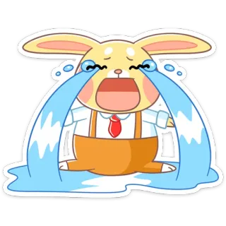 😭 Hase, weinend, traurig, kawaii, Cartoon, Sticker telegram sticker