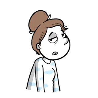 🖕 dessin animé, femme, fatiguée, sommeil, épuisée, illustration, triste telegram sticker