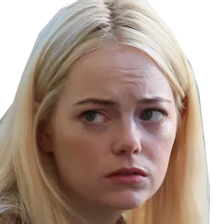 😞 금발, 여자, 유명인, 여배우, 엠마 스톤 telegram sticker