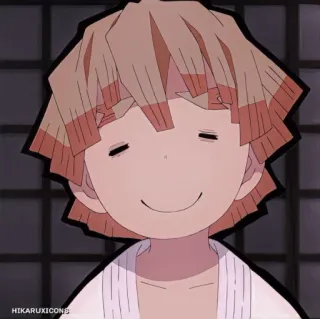🖇 Zenitsu Agatsuma Demon Slayer Zenitsu, Anime, Demon Slayer, Dibujo animado, Personaje ficticio, Feliz, Sonrisa telegram sticker