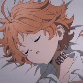 ⛓ Emma The Promised Neverland 6319 Anime, Durmiendo, Personaje, Manga, The Promised Neverland, Emma, Pelo naranja telegram sticker