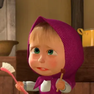 😄 Masha Masha and the Bear Мультфильм, Девушка, Грустный, Кисть telegram sticker