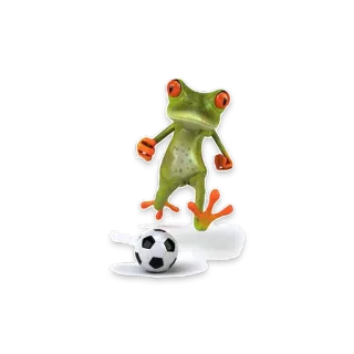 ⚽ żaba, piłka nożna, piłka, kreskówka, sport, zwierzę telegram sticker