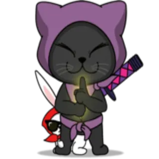 😌 猫, 忍者, うさぎ, 漫画, アニメ, 動物, 可愛い, ステッカー whatsapp sticker