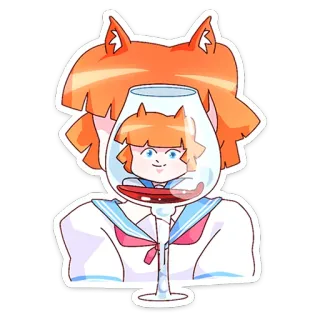 🍷 动漫, 漫画, 角色, 卡通, 插画, 贴纸, 卡哇伊, 可爱 telegram sticker
