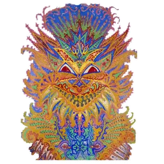 🙃 cat, illustration, art, abstract, colorful, ornate, psychedelic, drawing telegram sticker