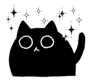 ✨ кот, черный кот, блестки, милый, животное, наклейка telegram sticker
