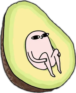 🥑 Avocado, Frutta, Cartone animato, Carino, Divertente, Tranquillo telegram sticker