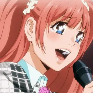 🌟 Yumeko Jabami Kakegurui Anime, Chica, Linda, Micrófono, Cantando, Pelo Rosa, Kakegurui whatsapp sticker