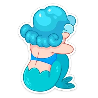 ☹️ putri duyung, kartun, fantasi, laut, samudra, makhluk mitos telegram sticker