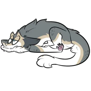 💤 wolf, dog, animal, cartoon, sticker, furry, lying down telegram sticker