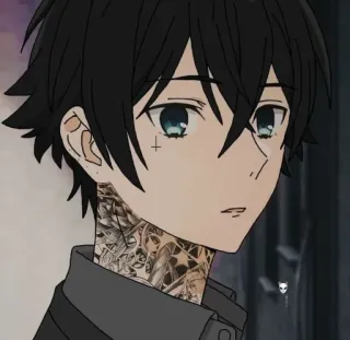 🖤 Аниме, Парень, Персонаж, Тату, Портрет, Иллюстрация telegram sticker