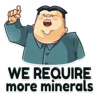 ☝ Kim Jong-un WE REQUIRE more minerals dictator, politics, North Korea, mineral resources, leader, Asia, authoritarian telegram sticker
