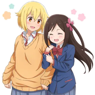 👭 Anime, Cartoni animati, Amici, Uniforme scolastica, Kawaii telegram sticker