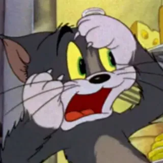 😥 Tom Cat Tom and Jerry chat, dessin animé, choqué, drôle, animé telegram sticker