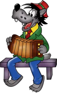 🎼 漫画, 狼, アコーディオン, 音楽 telegram sticker