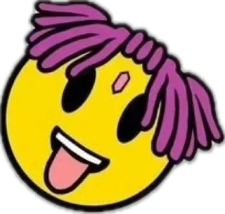 😛 emoji, tongue, face, sticker, cartoon, purple hair telegram sticker