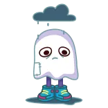 ☔️ fantôme, triste, nuage, pluvieux, lunatique, mignon, dessin animé telegram sticker