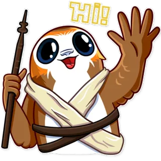 👋 Porg Star Wars Hi! porg, star wars, cute, animal, cartoon telegram sticker
