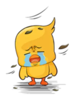 😭 triste, llorando, amarillo, pájaro, dibujos animados, emoji, pegatina, lágrimas, molesto whatsapp sticker