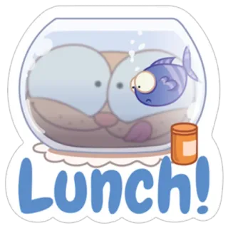 😋 Lunch! poisson, déjeuner, aquarium, chat telegram sticker