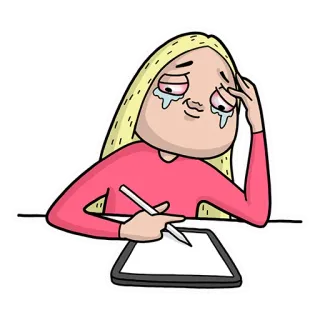 😭 triste, pleurer, art numérique, artiste, stress, dessin animé, illustration telegram sticker
