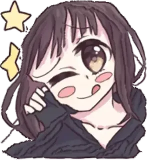 😋 Anime, Cartoon, Mädchen, Zwinkern, Süß, Kawaii, Sterne, Charakter telegram sticker