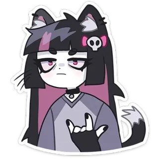 🤘 Anime, Catgirl, Gótico, Dibujos animados, Pegatina telegram sticker