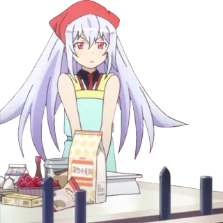 😤 薄力小麦 anime, menina, cozinhar, assar telegram sticker