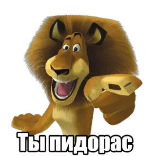 👨‍❤‍👨 Alex Madagascar Ты пидорас Alex, Madagascar, leone, offensivo, insulto, offesa, animato telegram sticker