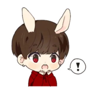 ‼ Dibujos animados, Anime, Orejas de conejo, Personaje, Lindo, Impactado telegram sticker