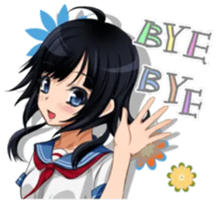 ✋ BYE BYE 애니메이션, 여고생, 잘 가, 손 흔들기, 인사, 작별 telegram sticker