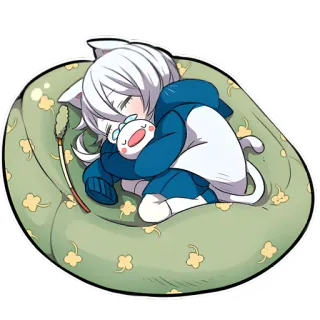 😴 แมว, หลับ, อนิเมะ, คาวาอิ, น่ารัก, การ์ตูน, หูแมว telegram sticker