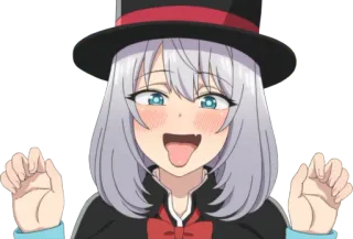 😛 Anime, Dziewczyna, Słodkie, Kapelusz, Wystawiony język, Głupi telegram sticker
