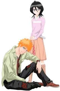 👫 Ichigo Kurosaki Bleach Аниме, Блич, Ичиго Куросаки, Рукия Кучики, Мультфильм, Персонажи telegram sticker