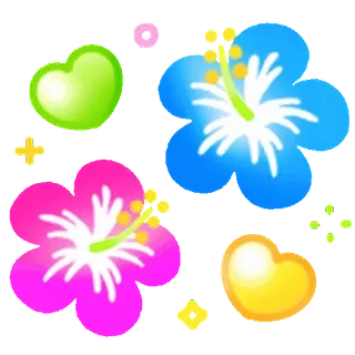 ⭐ 꽃, 히비스커스, 하트, 귀여운, 반짝이 telegram sticker