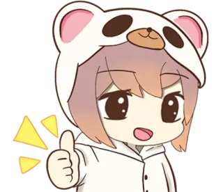 👍 cartoon, cute, kawaii, bear, thumbs up telegram sticker