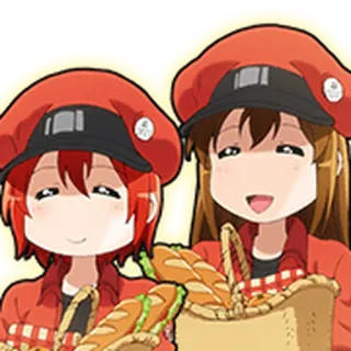 🩸 Anime, Cells at Work, Rote Blutkörperchen, Essen, Kawaii whatsapp sticker