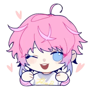 😄 Hiro P Anime, Kawaii, Chibi, Rambut pink, Lucu telegram sticker