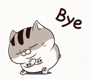 👋 Bye cat, bye, cartoon, cute, farewell, leaving telegram sticker