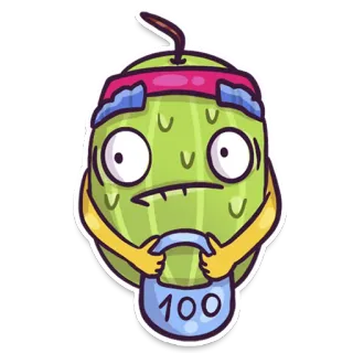 💪 100 Cartoon, Gurke, Gewichtheben, Fitness, Training, Hantel telegram sticker