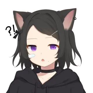 🙁 Anime, Tai mèo, Cô gái anime, Nekomimi, Sticker telegram sticker