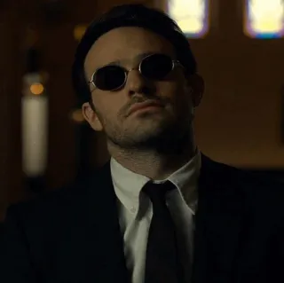 🕶 Daredevil сорвиголова, Marvel, мужчина, очки, костюм telegram sticker